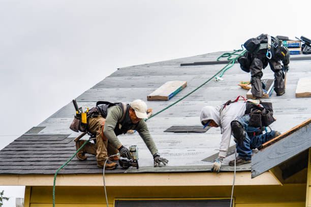 Professional Gutter Installation technician working in Mount Holly, VT